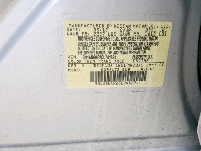 3N1AB6AP2CL741824 - 2012 NISSAN SENTRA 2.0 SILVER photo 10