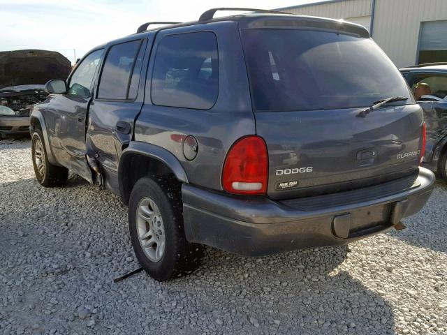 1B4HR38N02F112949 - 2002 DODGE DURANGO SP GRAY photo 3