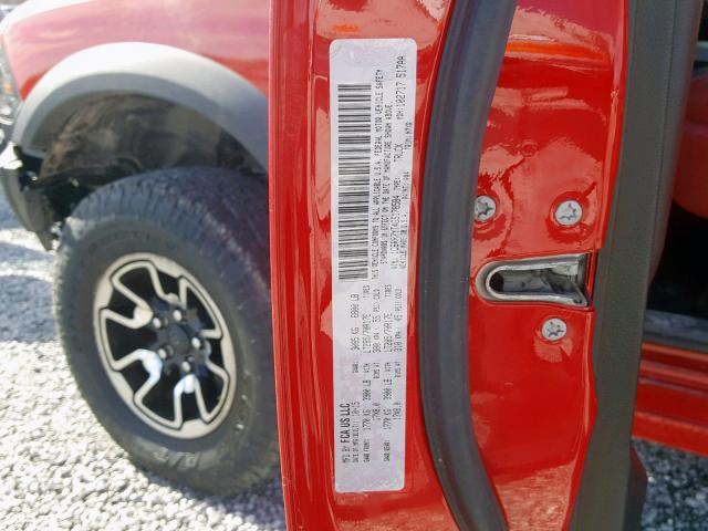 1C6RR7YT4GS178584 - 2016 RAM 1500 REBEL წითელი ფოტო 10