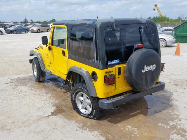 1J4FA49S51P358507 - 2001 JEEP WRANGLER / YELLOW photo 3