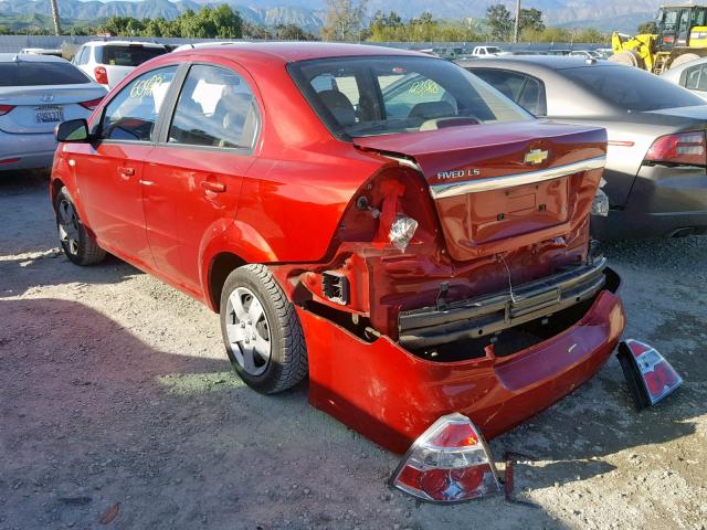 KL1TD56647B111098 - 2007 CHEVROLET AVEO BASE Қызыл фото 3