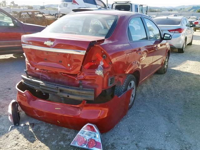 KL1TD56647B111098 - 2007 CHEVROLET AVEO BASE Қызыл фото 4