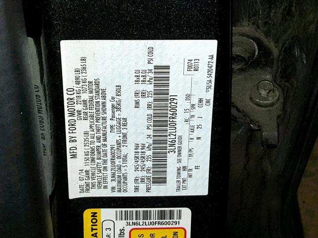 3LN6L2LU0FR600291 - 2015 LINCOLN MKZ HYBRID GREEN photo 10