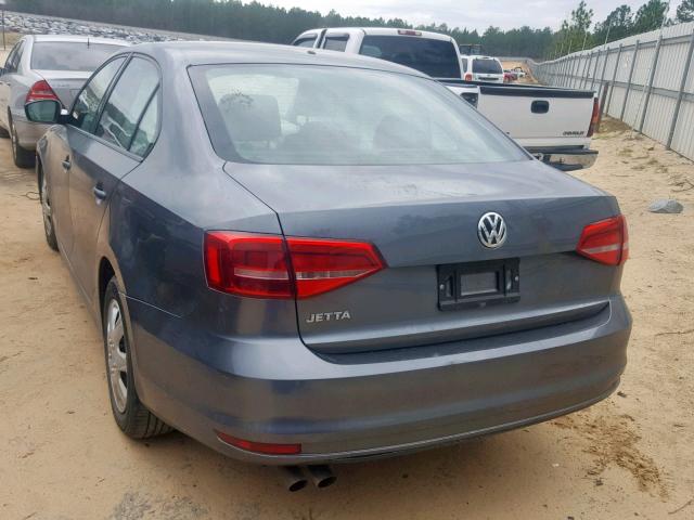 3VW2K7AJ9FM405697 - 2015 VOLKSWAGEN JETTA BASE GRAY photo 3