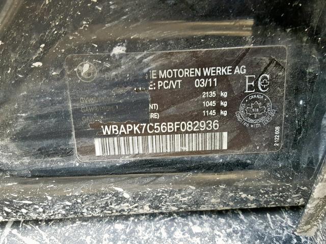 WBAPK7C56BF082936 - 2011 BMW 328 XI BLACK photo 10