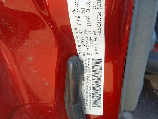 1J8HG48K56C225896 - 2006 JEEP COMMANDER BURGUNDY photo 10