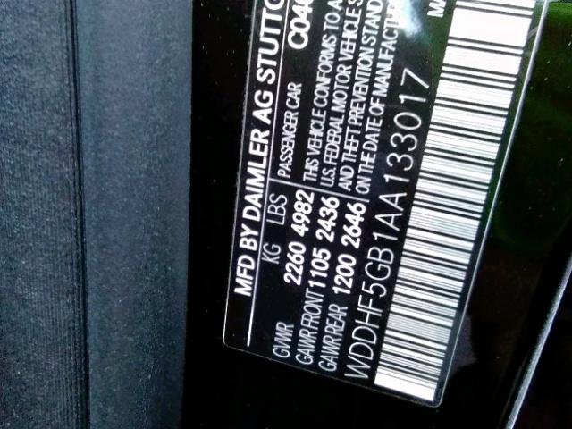 WDDHF5GB1AA133017 - 2010 MERCEDES-BENZ E 350 BLACK photo 10