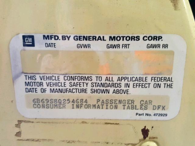 6B69S8Q254684 - 1978 CADILLAC ATS YELLOW photo 10