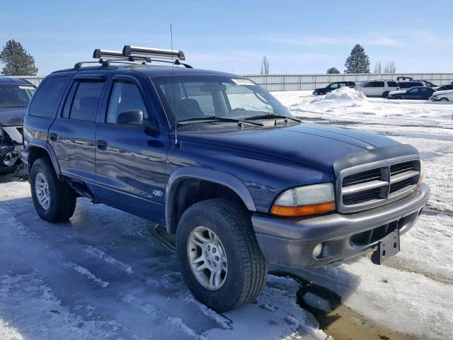 1B4HS38N02F196954 - 2002 DODGE DURANGO SP BLUE photo 1