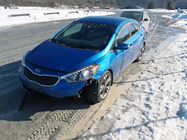 KNAFZ4A89F5332782 - 2015 KIA FORTE EX BLUE photo 2