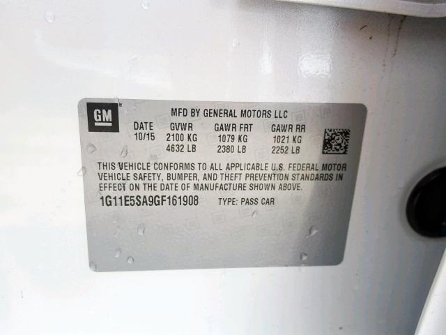 1G11E5SA9GF161908 - 2016 CHEVROLET MALIBU LIM 白色 照片 10