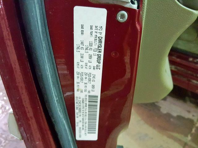 2C4RC1BG1DR689833 - 2013 CHRYSLER TOWN & COU 栗色 照片 10