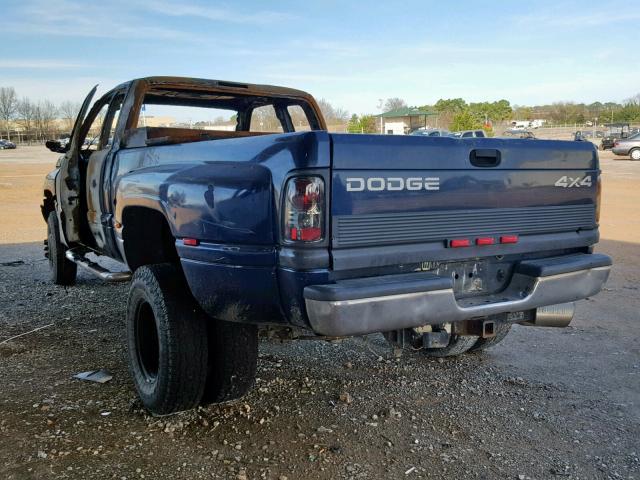 1B7MF33621J287676 - 2001 DODGE RAM 3500 BLUE photo 3