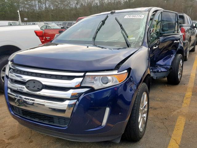 2FMDK3JC7BBB37052 - 2011 FORD EDGE SEL BLUE photo 2