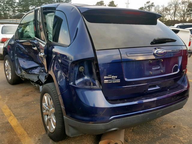 2FMDK3JC7BBB37052 - 2011 FORD EDGE SEL BLUE photo 3