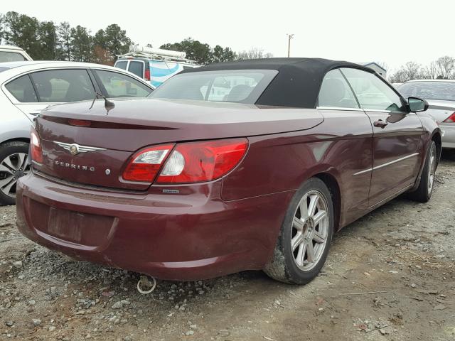 1C3LC55R48N642524 - 2008 CHRYSLER SEBRING TO BURGUNDY photo 4