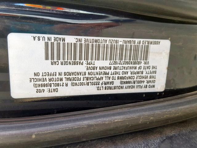 4S3BE635027215277 - 2002 SUBARU LEGACY L BLUE photo 10