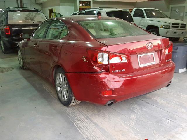 JTHBK262695101193 - 2009 LEXUS IS 250 MAROON photo 3