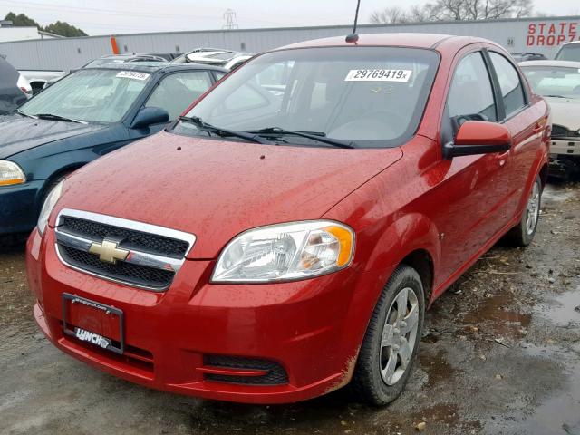 KL1TD56E29B369582 - 2009 CHEVROLET AVEO LS RED photo 2