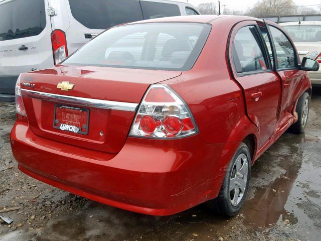 KL1TD56E29B369582 - 2009 CHEVROLET AVEO LS RED photo 4