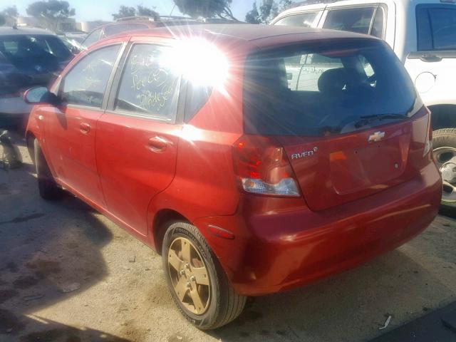 KL1TD66697B764452 - 2007 CHEVROLET AVEO BASE წითელი ფოტო 3