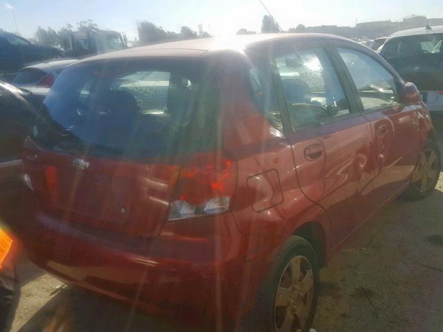 KL1TD66697B764452 - 2007 CHEVROLET AVEO BASE წითელი ფოტო 4
