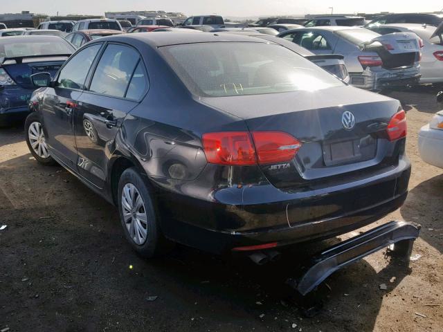 3VW2K7AJ3DM386223 - 2013 VOLKSWAGEN JETTA BASE BLACK photo 3