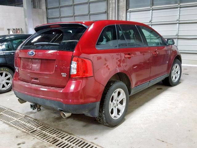 2FMDK4JC0EBB33659 - 2014 FORD EDGE SEL MAROON photo 4