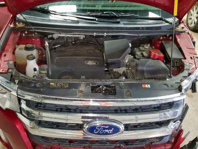 2FMDK4JC0EBB33659 - 2014 FORD EDGE SEL MAROON photo 7