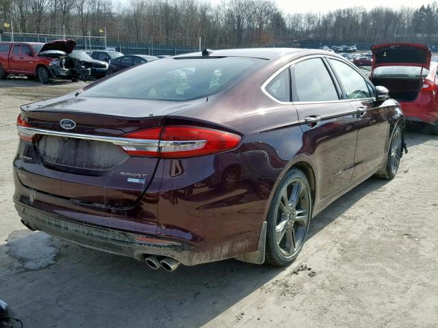 3FA6P0VPXHR204947 - 2017 FORD FUSION SPO BURGUNDY photo 4