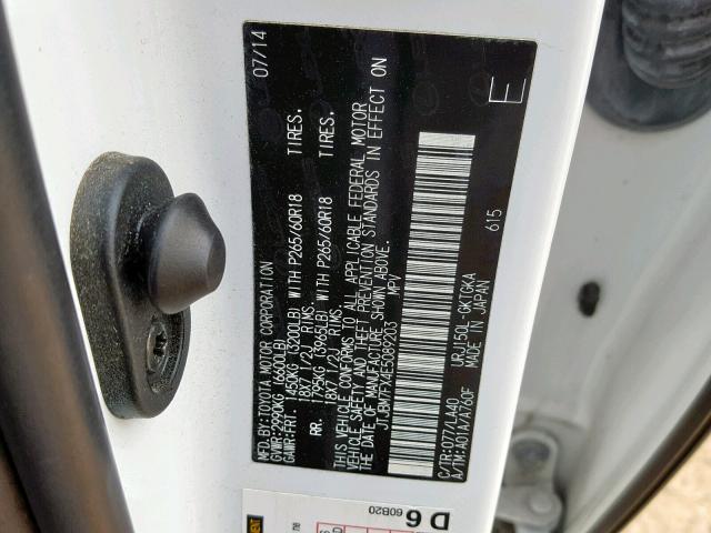 JTJBM7FX4E5089203 - 2014 LEXUS GX WHITE photo 10