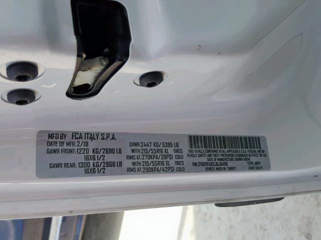 ZFBERFAB3J6J04191 - 2018 RAM PROMASTER WHITE photo 10