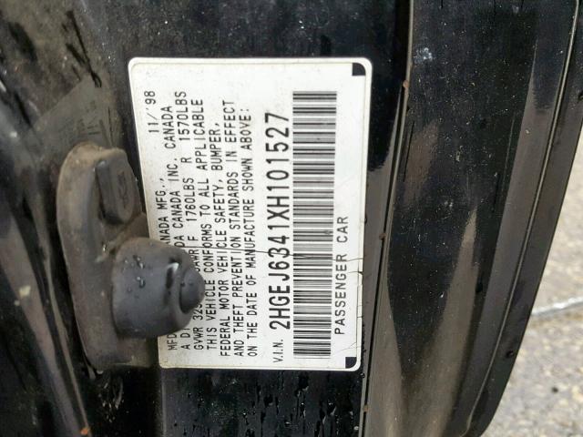 2HGEJ6341XH101527 - 1999 HONDA CIVIC DX BLACK photo 10