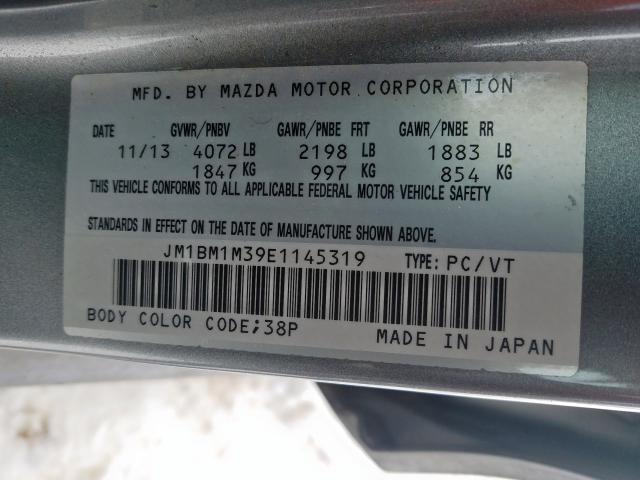 JM1BM1M39E1145319 - 2014 MAZDA 3 GRAND TOURING  photo 10