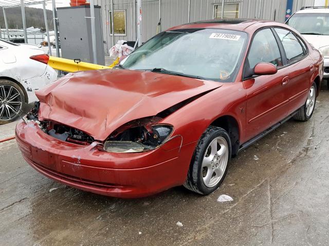 1FAFP55262A224843 - 2002 FORD TAURUS SES RED photo 2