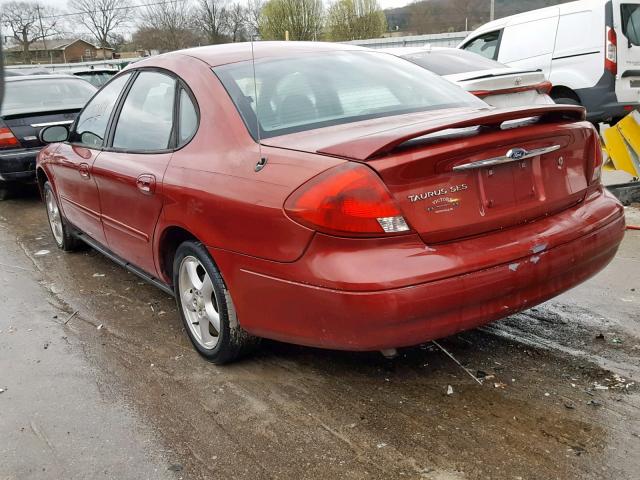 1FAFP55262A224843 - 2002 FORD TAURUS SES RED photo 3