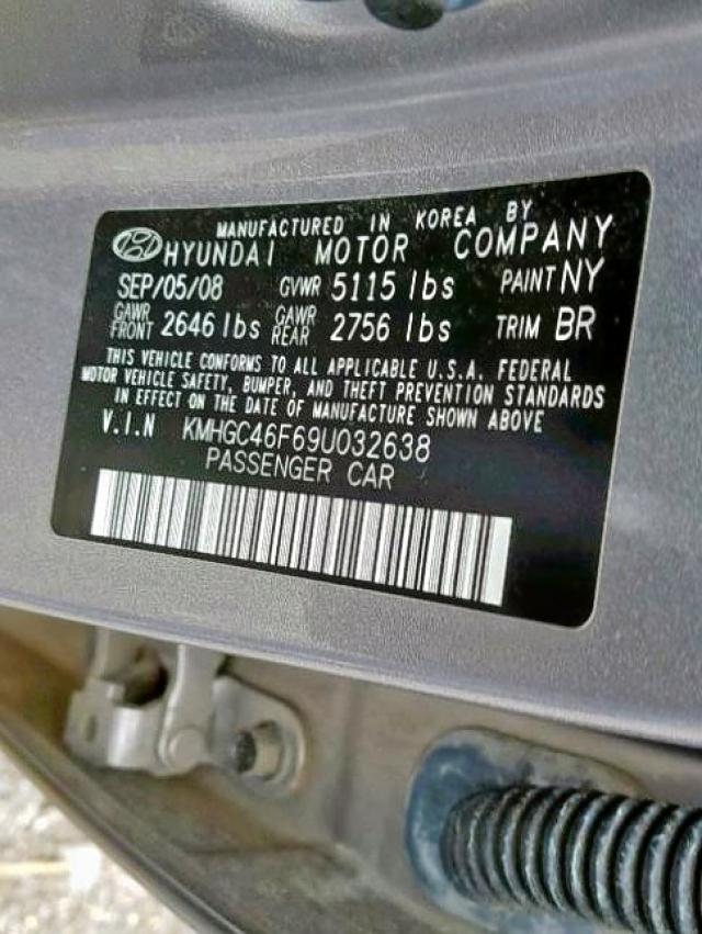 KMHGC46F69U032638 - 2009 HYUNDAI GENESIS 4. GRAY photo 10