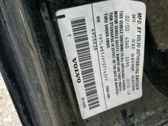 YV1LW61JXY2714377 - 2000 VOLVO V70 BASE BLACK photo 10