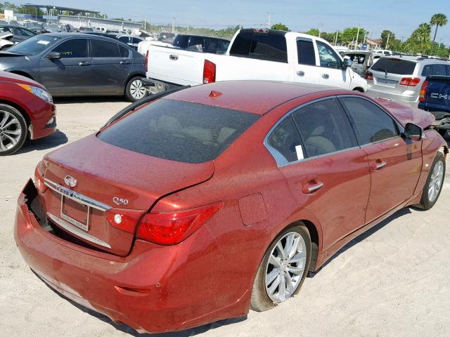 JN1BV7AP0EM680418 - 2014 INFINITI Q50 BASE RED photo 4