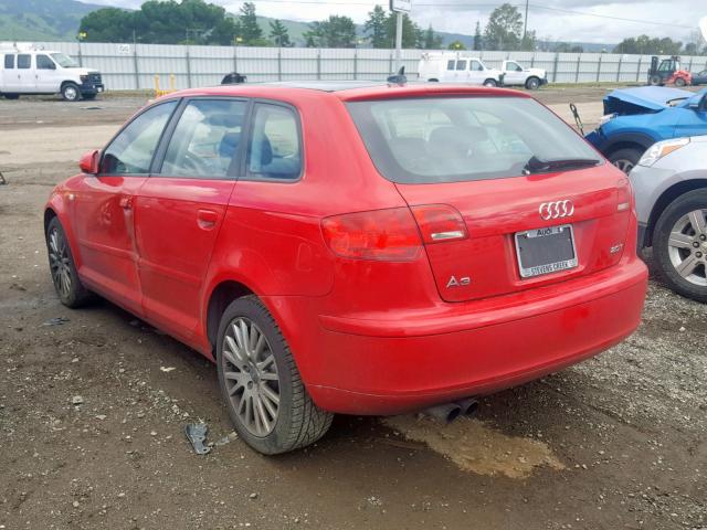 WAUNF78P07A064393 - 2007 AUDI A3 2.0 PRE RED photo 3