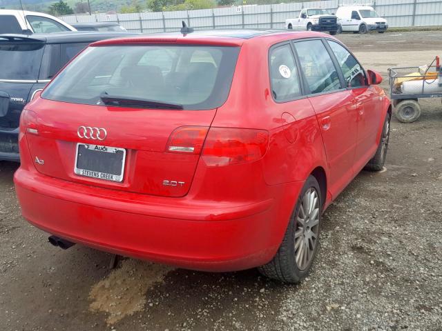 WAUNF78P07A064393 - 2007 AUDI A3 2.0 PRE RED photo 4