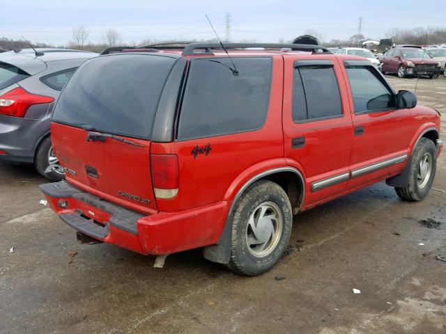 1GNDT13W912181160 - 2001 CHEVROLET BLAZER RED photo 4