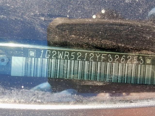 1G2WR5212YF326253 - 2000 PONTIAC GRAND PRIX PURPLE photo 10