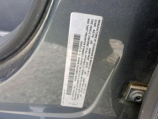 3VW2K7AJ7BM378056 - 2011 VOLKSWAGEN JETTA BASE GRAY photo 10