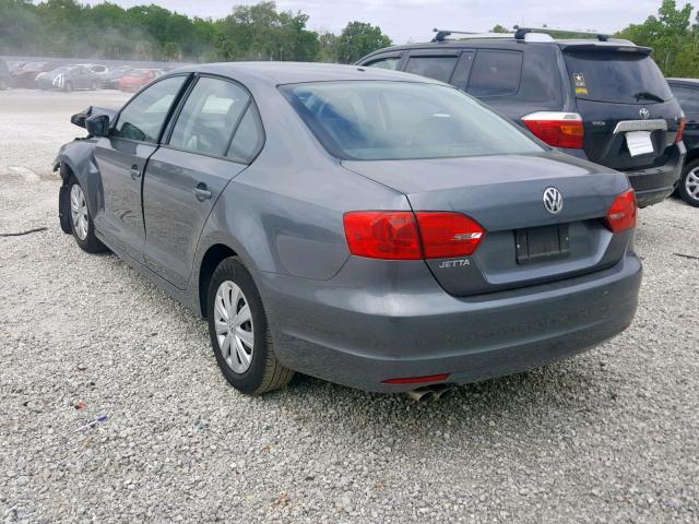 3VW2K7AJ7BM378056 - 2011 VOLKSWAGEN JETTA BASE GRAY photo 3
