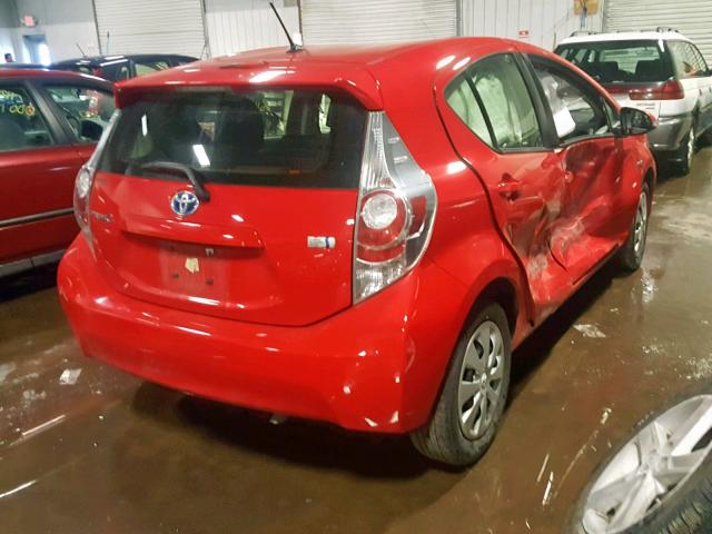 JTDKDTB36E1572388 - 2014 TOYOTA PRIUS C RED photo 4