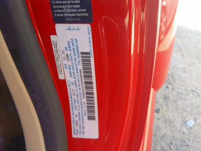 3VWCK21C02M426568 - 2002 VOLKSWAGEN NEW BEETLE Rot Foto 10