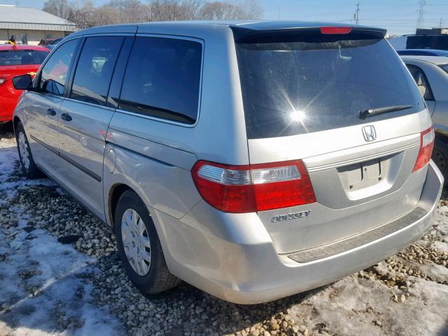 5FNRL38277B054350 - 2007 HONDA ODYSSEY LX SILVER photo 3