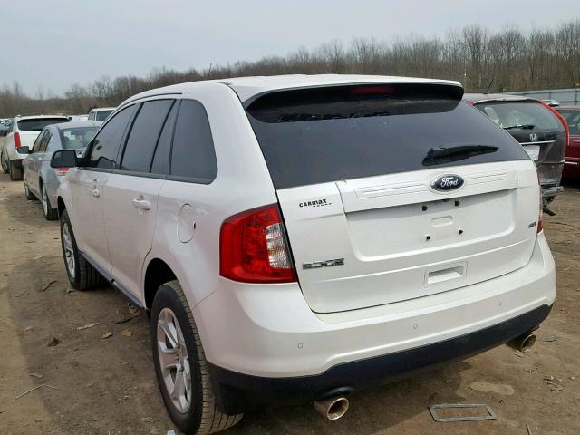 2FMDK3JC2DBE37164 - 2013 FORD EDGE SEL WHITE photo 3