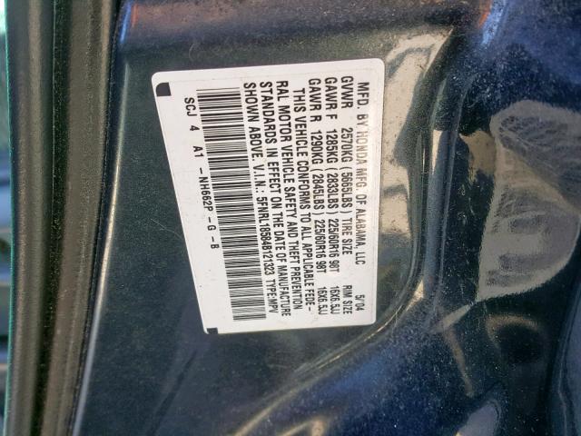 5FNRL18584B121323 - 2004 HONDA ODYSSEY LX GRAY photo 10